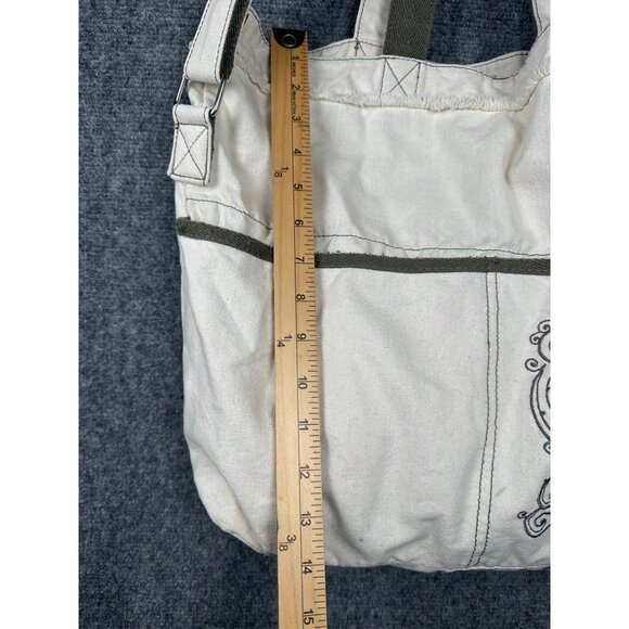 Thirty One Retro Metro Canvas Tote Bag Crossbody Natural Butterfly Boho Indie - Picture 6 of 16